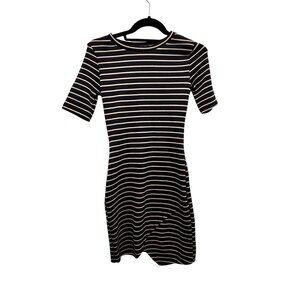 🍒 2/$20 🍒 Short Sleeve Striped Body Con Dress, A-line Brown and Tan sz S
